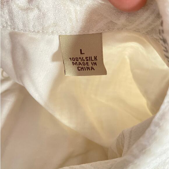 Tommy Bahama 100% Silk Hawaiian Shirt Button Down Cream Print Mens Large - Picture 7 of 7